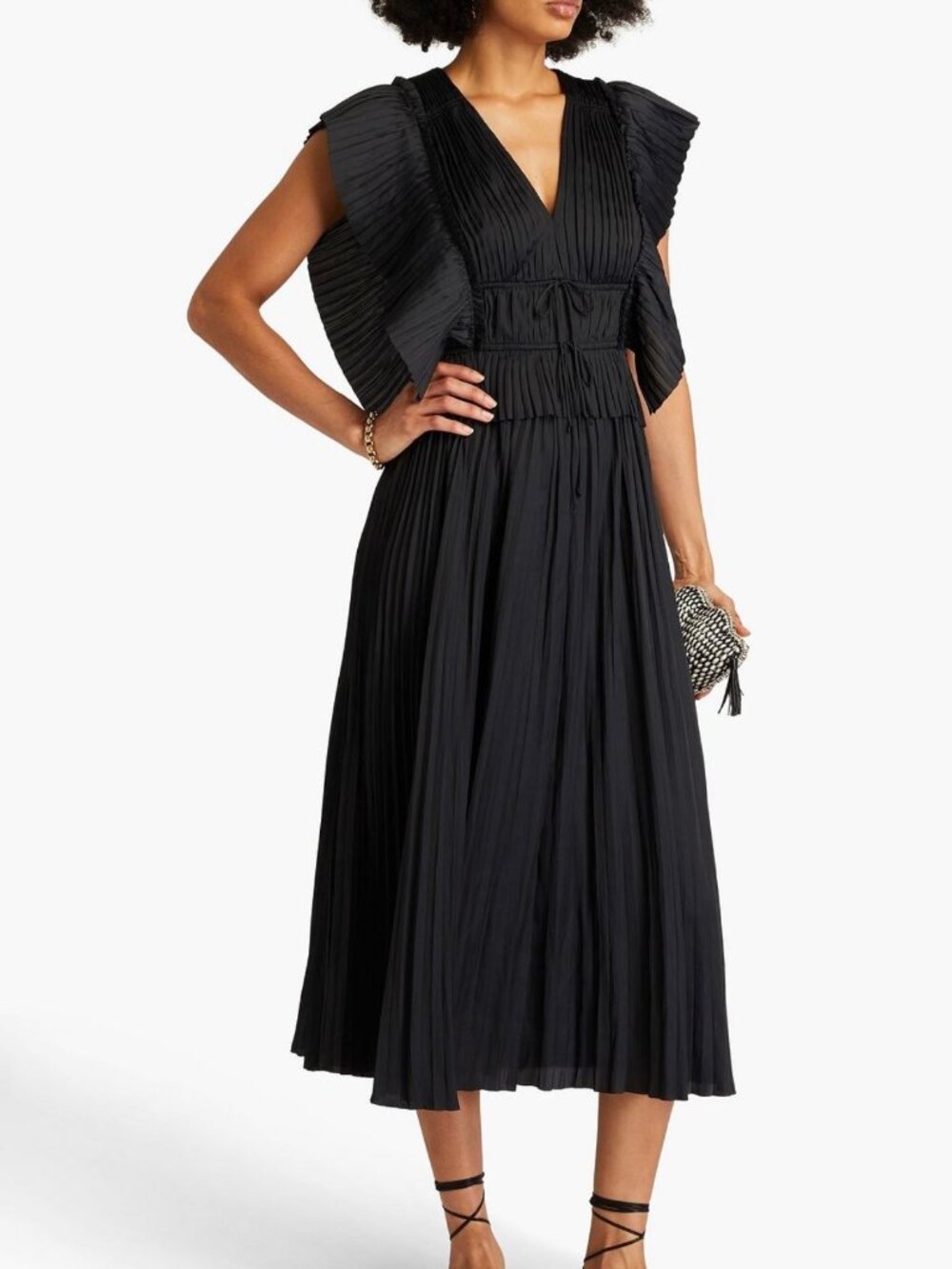 Ulla Johnson Letty Satin Midi Dress in Black Size 2
